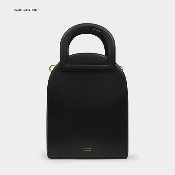 Unique Arch Satchel Crossbody, Black, Vegan Leather, Alkeme Atelier, "Earth" NWT - Picture 14 of 14
